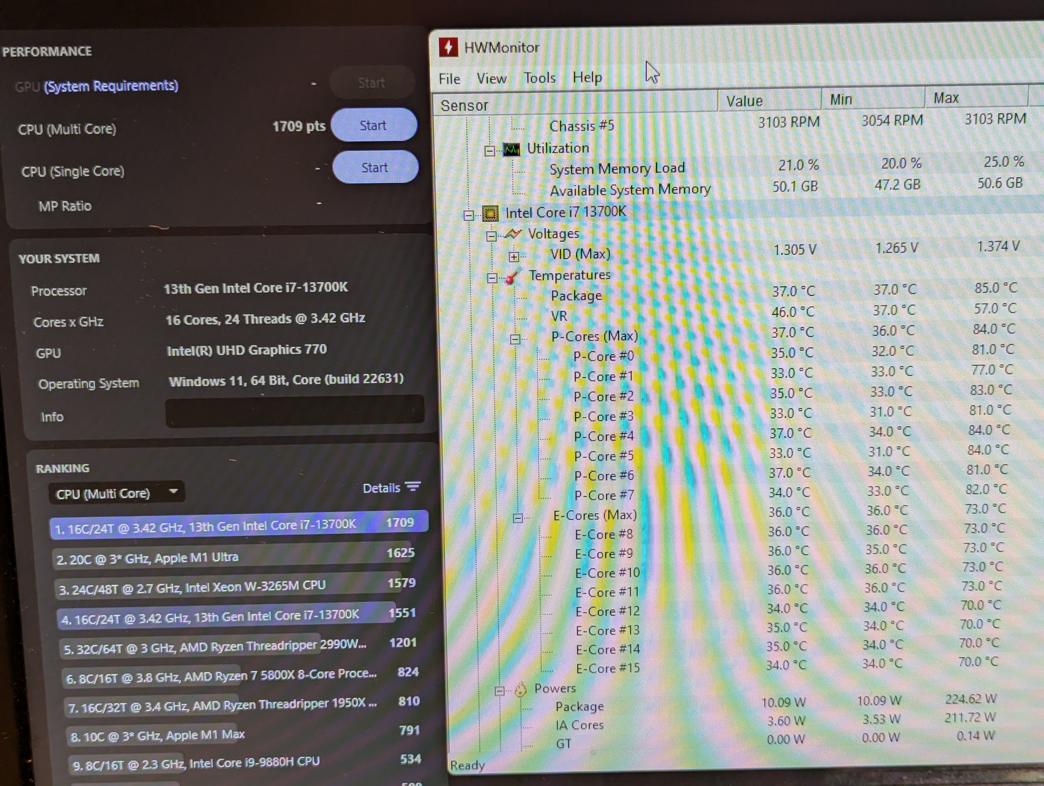 Final temperatures and performance after all tuning